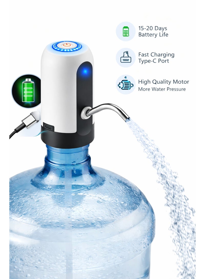 فيندكس مضخة موزع مياه لزجاجات سعة 20 لترًا | عمر بطارية من 15 إلى 20 يومًا | شحن سريع عبر منفذ USB من النوع C | محرك عالي الضغط | مضخة مياه شرب أوتوماتيكية - Image 2